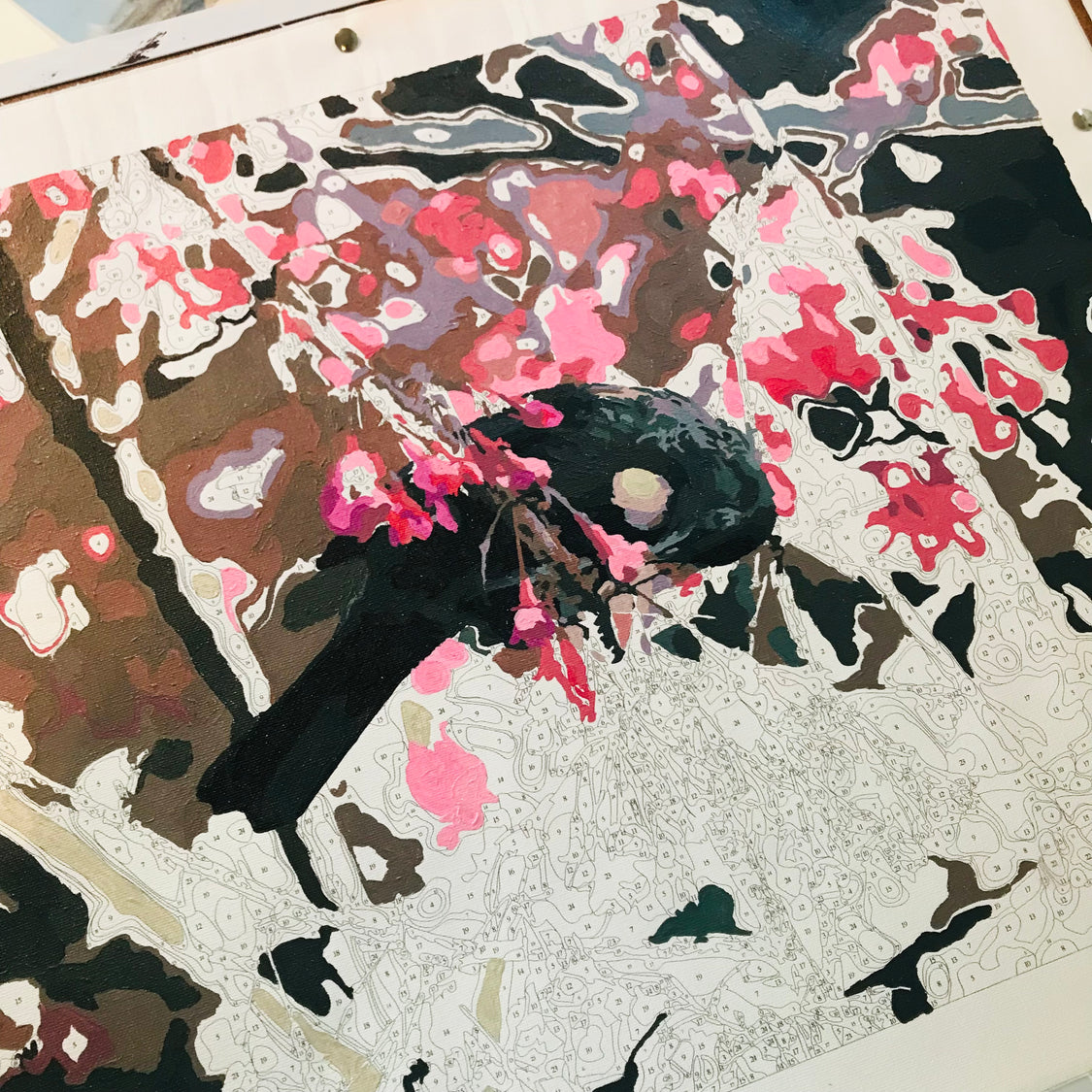 Kiwi Paint By Numbers - Tui in Cherry Tree