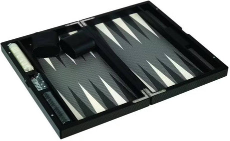 Dal Rossi: 18" Carbon Fibre Finish Backgammon Set
