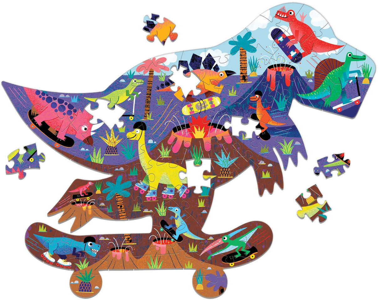 MudPuppy: Jurassic Skatepark Shaped Scene Puzzle - 75pc