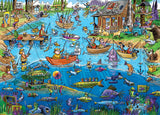 Cobble Hill: Doodle Town Gone Fishing Puzzle - 1000pc