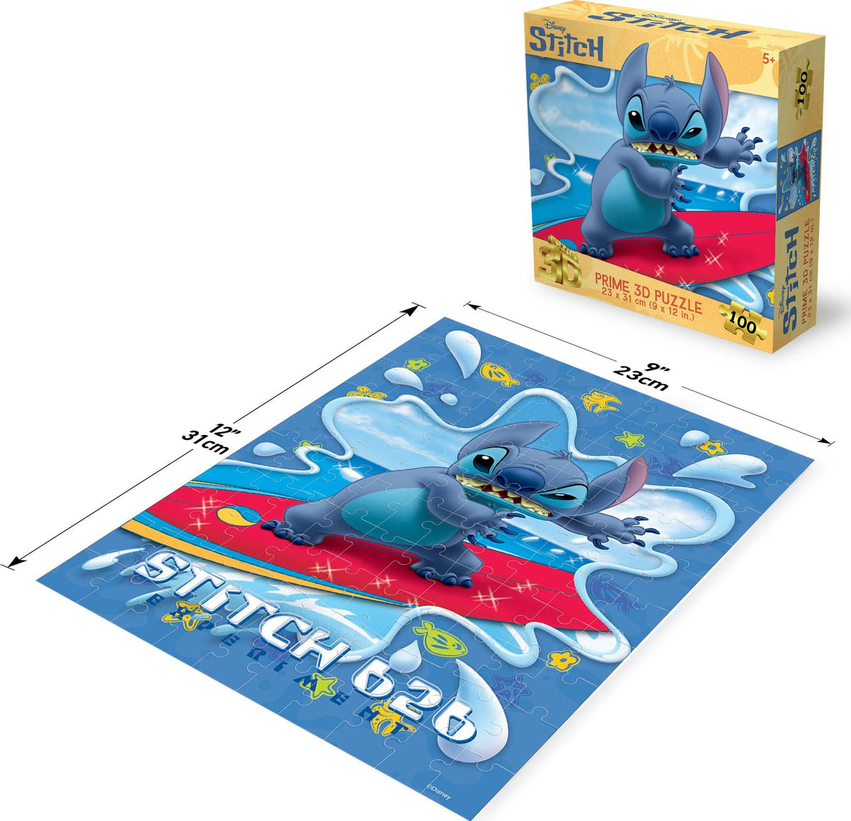 Prime 3D: 100pc 3D Puzzle - Disney Stitch Surfboard
