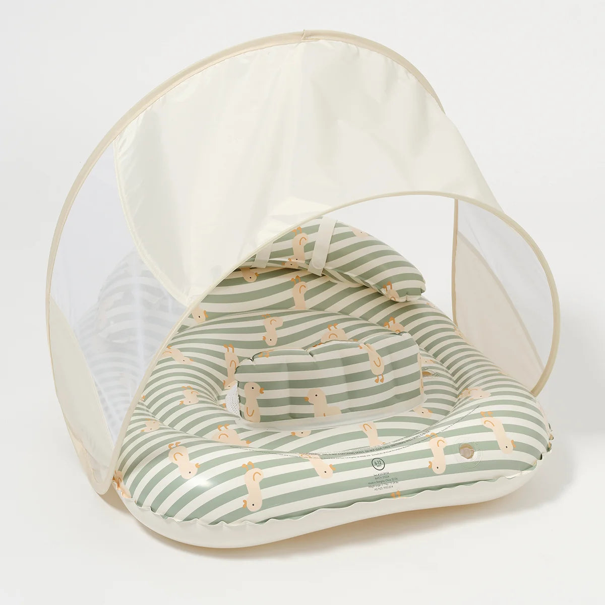 Sunnylife: Interactive Baby Float Duck - Sage Stripe