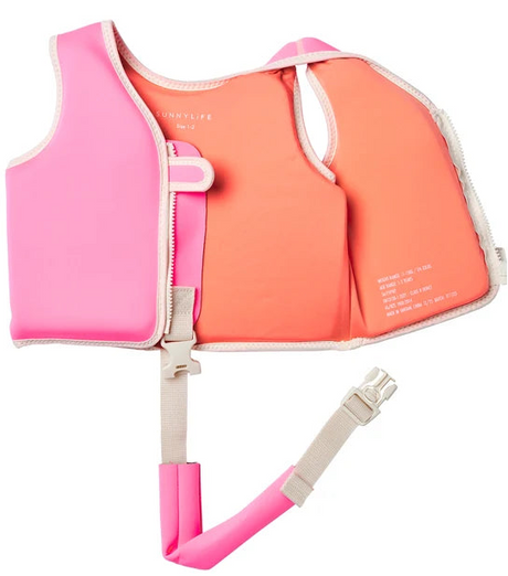 Sunnylife: Float Vest 1-2 Years Poppy the Peach - Neon Pink