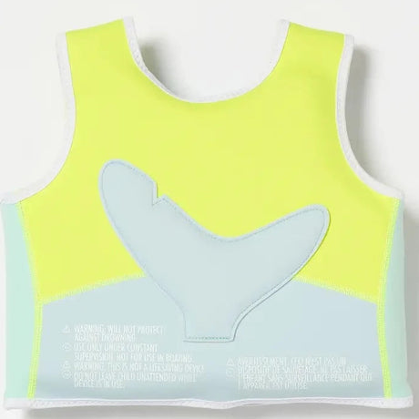 Sunnylife: Salty the Shark Swim Vest 2-3 Years - Aqua Neon Yellow