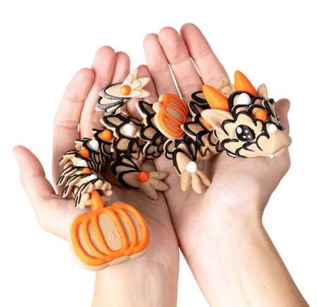 Turtle Creations: Halloween Pumpkin Cookie Dragon In An Orange Pumpkin Egg - Large