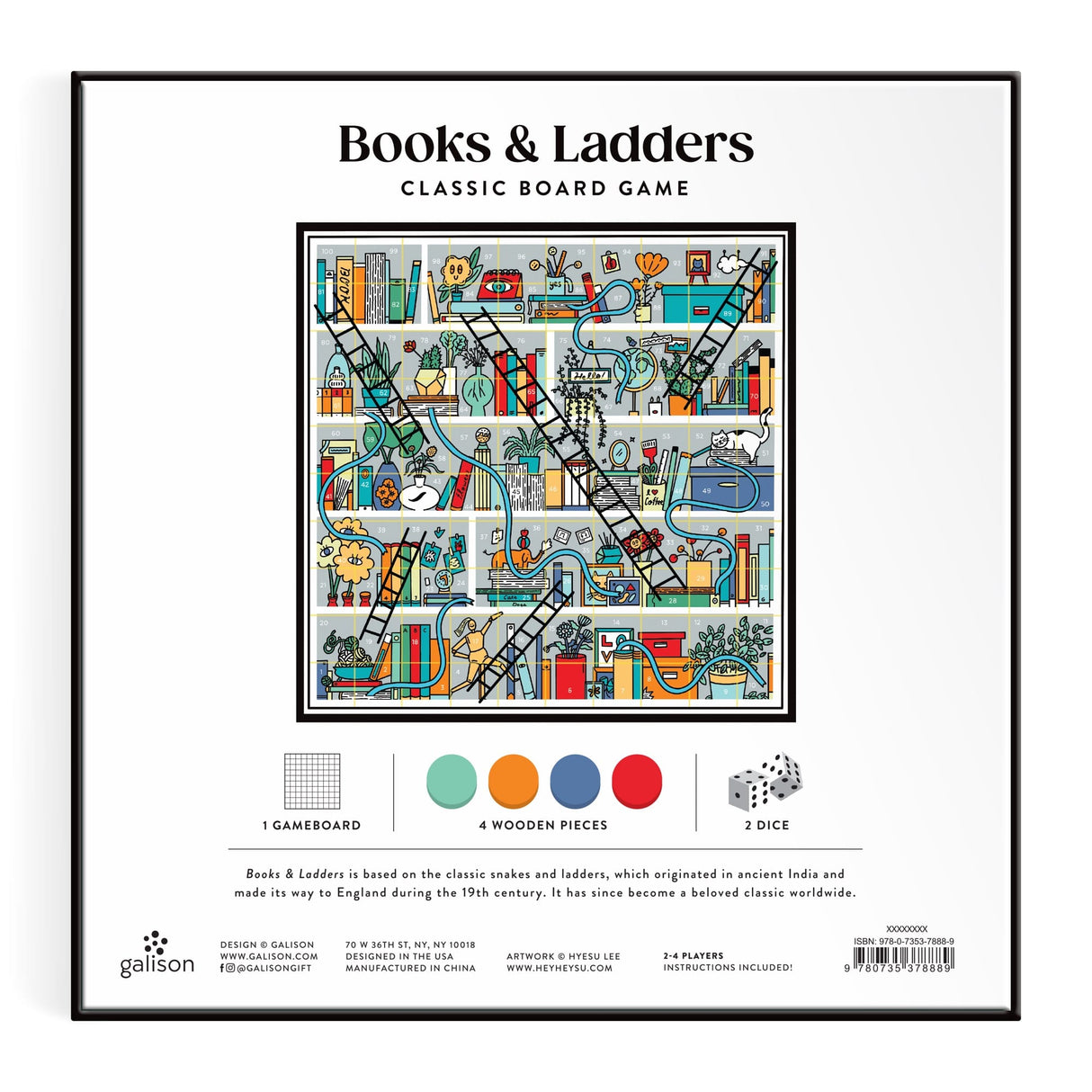 Galison Books and Ladders Classic Board Game