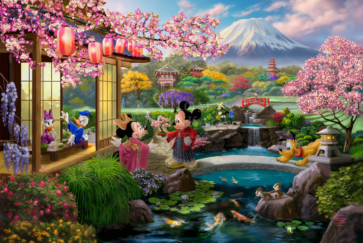 Harlington Thomas Kinkade Puzzle Disney Mickey and Minnie in Japan 1,000 Pieces
