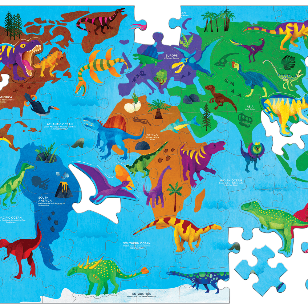 Mudpuppy: Dinosaur World Geography - 80pc Puzzle