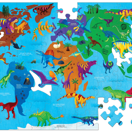 Mudpuppy: Dinosaur World Geography - 80pc Puzzle