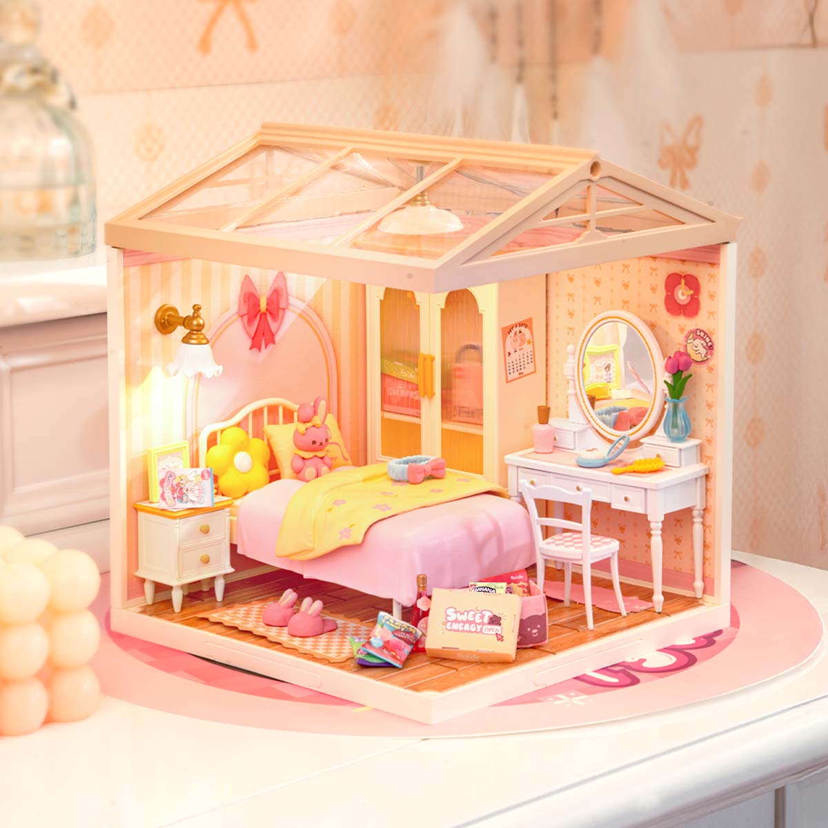 Rolife: Lovely Pink Bedroom - Super Creator Plastic DIY Miniature Puzzle