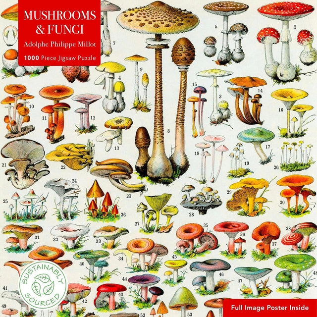 Adult Sustainable Jigsaw Puzzle Mushrooms & Fungi by Adolphe Philippe Millot