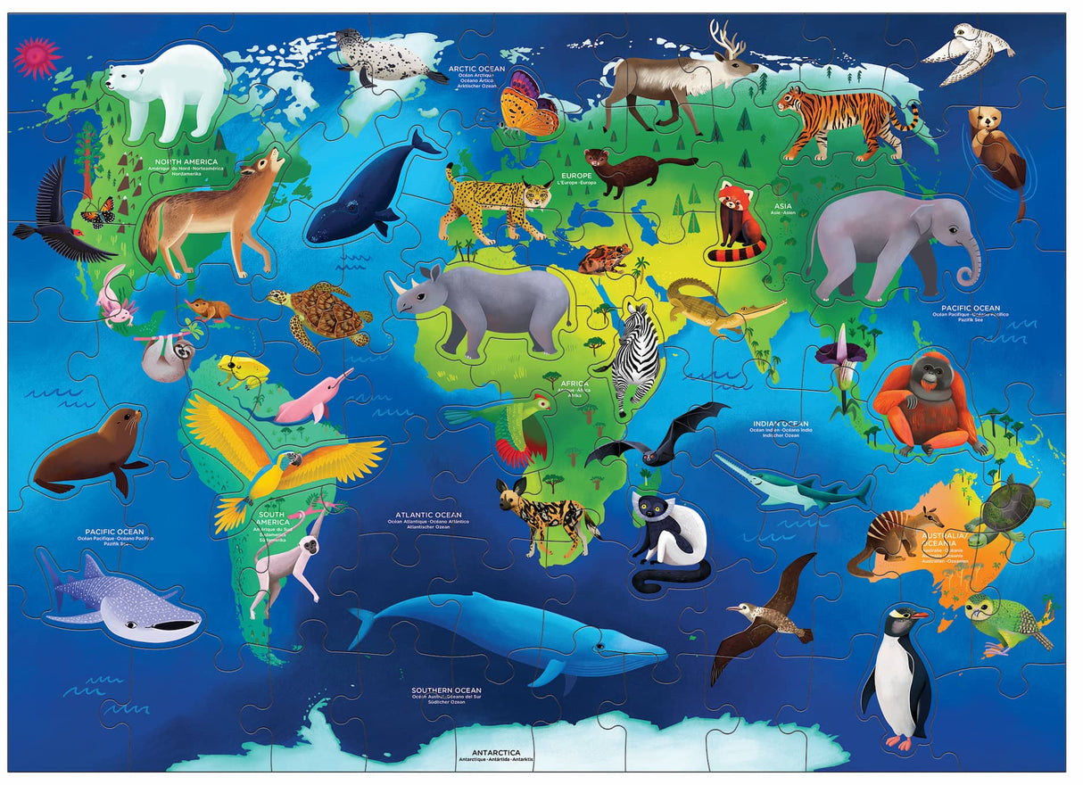 MudPuppy: Endangered Species Around the World Geography Puzzle - 80 Piece