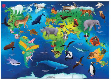 MudPuppy: Endangered Species Around the World Geography Puzzle - 80 Piece