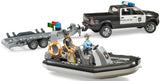 Bruder: RAM 2500 Police Pickup & Trailer with Boat & Light & Sound Module