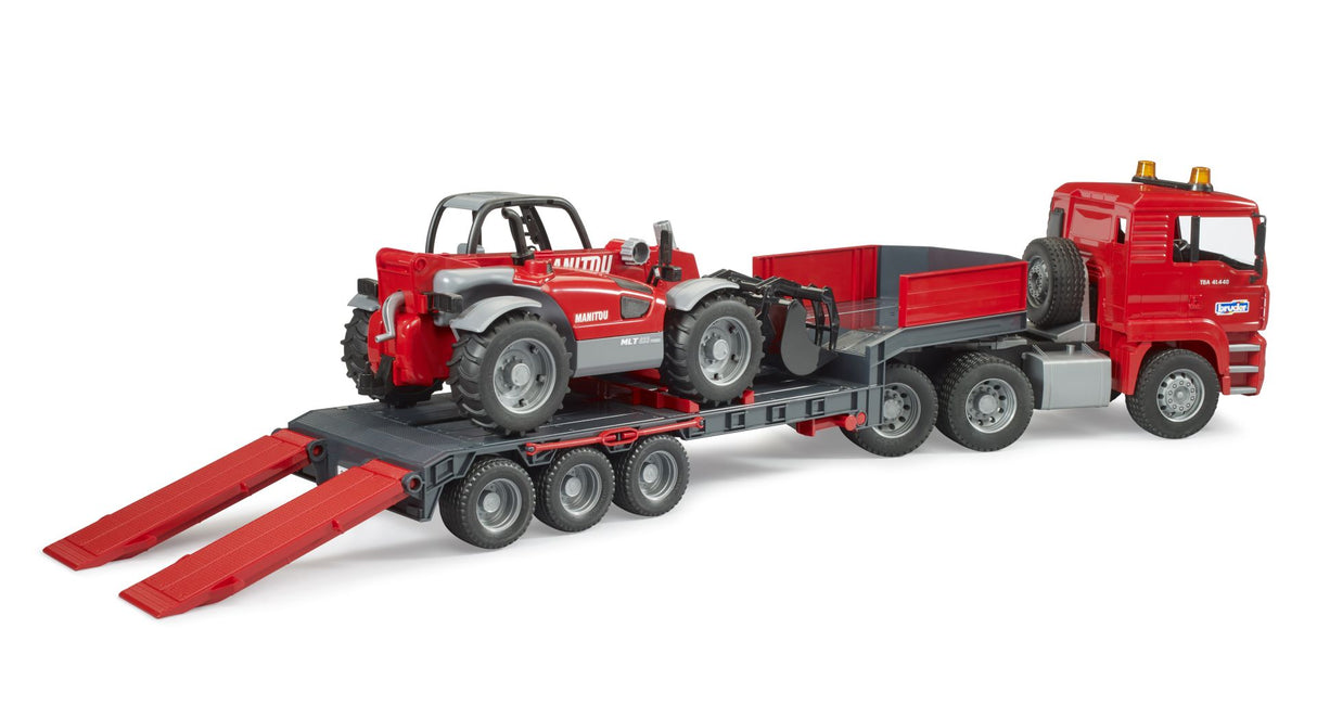 Bruder: Man Low Loader Truck w Manitou Telescopic Loader