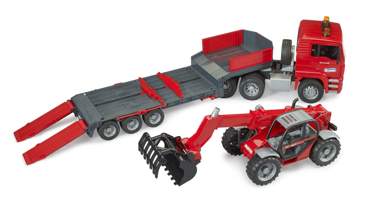 Bruder: Man Low Loader Truck w Manitou Telescopic Loader