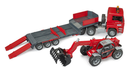 Bruder: Man Low Loader Truck w Manitou Telescopic Loader