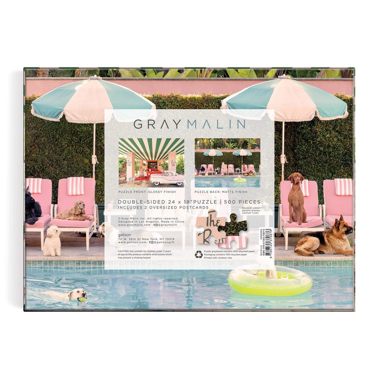 Galison The Dogs at the Beverly Hills Hotel Puzzle - Double-sided - 500 Piece