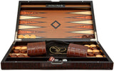 Dal Rossi: 18" Wooden Crocodile Engraved Backgammon Set