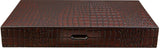 Dal Rossi: 18" Wooden Crocodile Engraved Backgammon Set