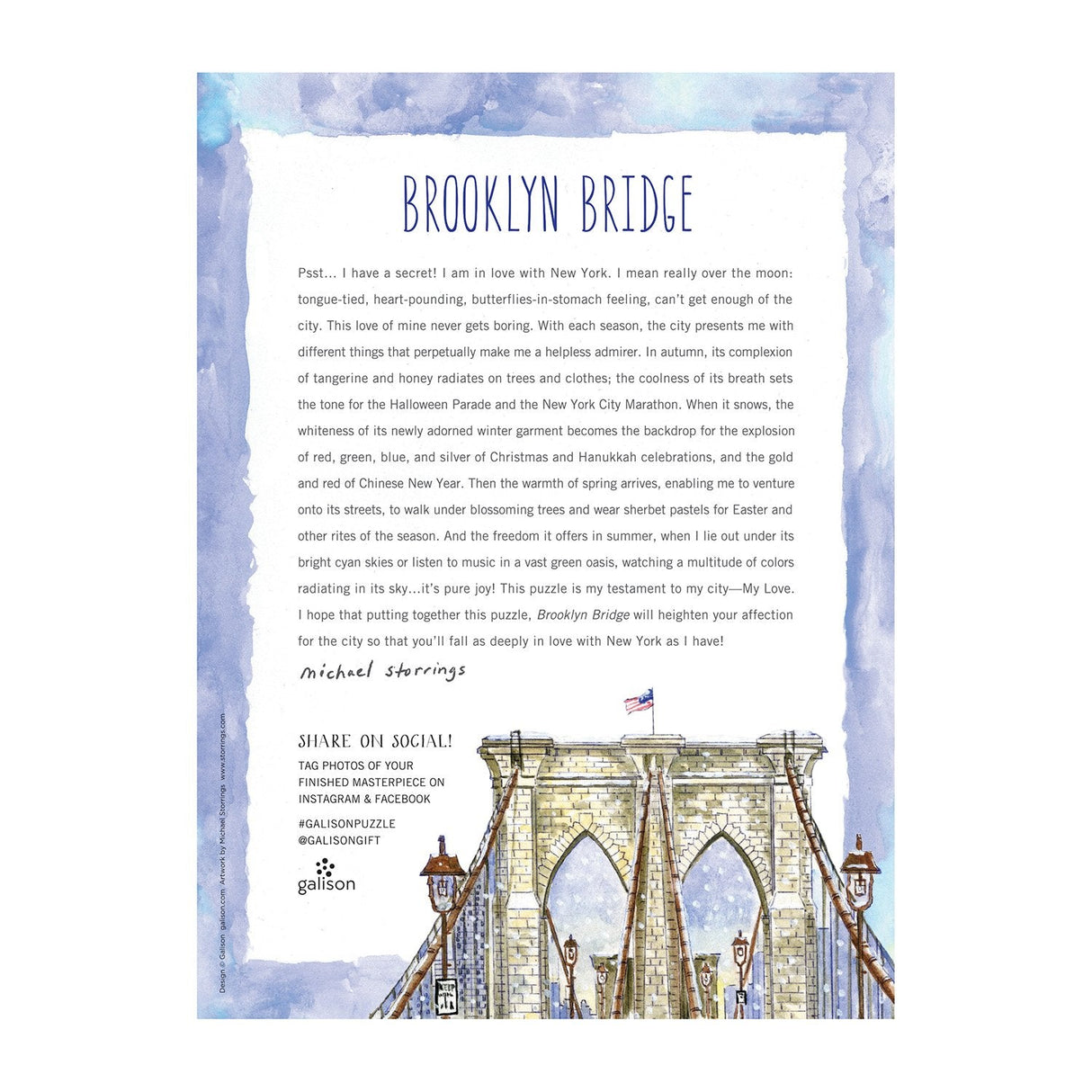 Galison Michael Storrings Brooklyn Bridge Puzzle - 1000 Piece