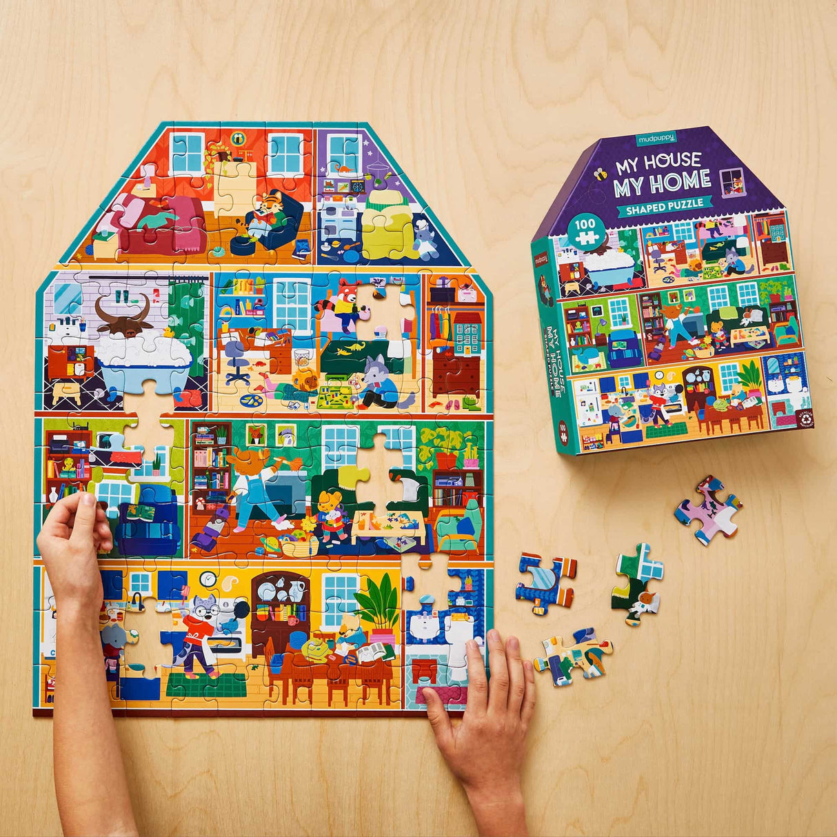 MudPuppy: My House My Home House-Shaped Puzzle - 100 Piece