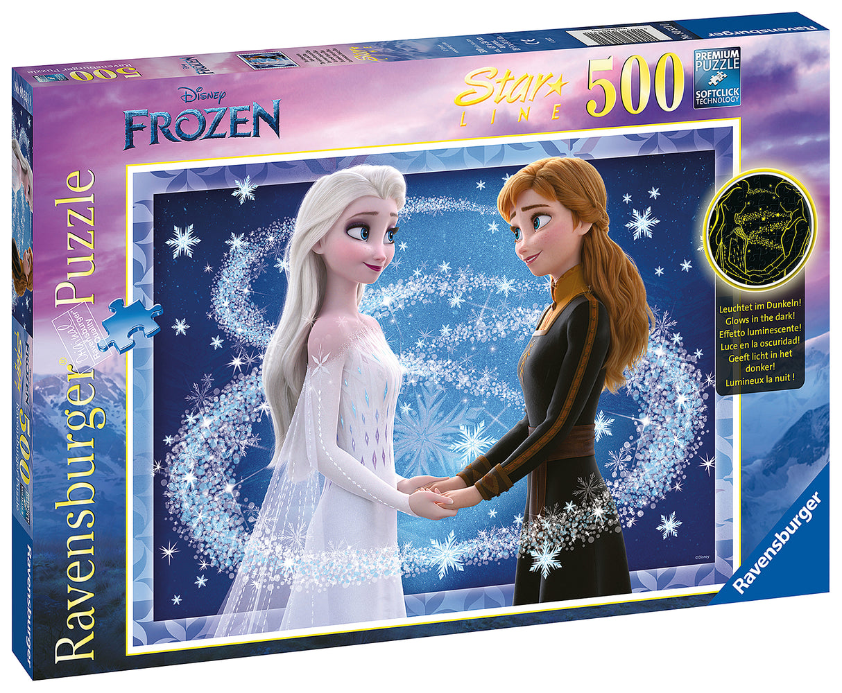 Ravensburger - Disney Starline Sisters Anna & Elsa - Glow in the Dark - 500 Piece