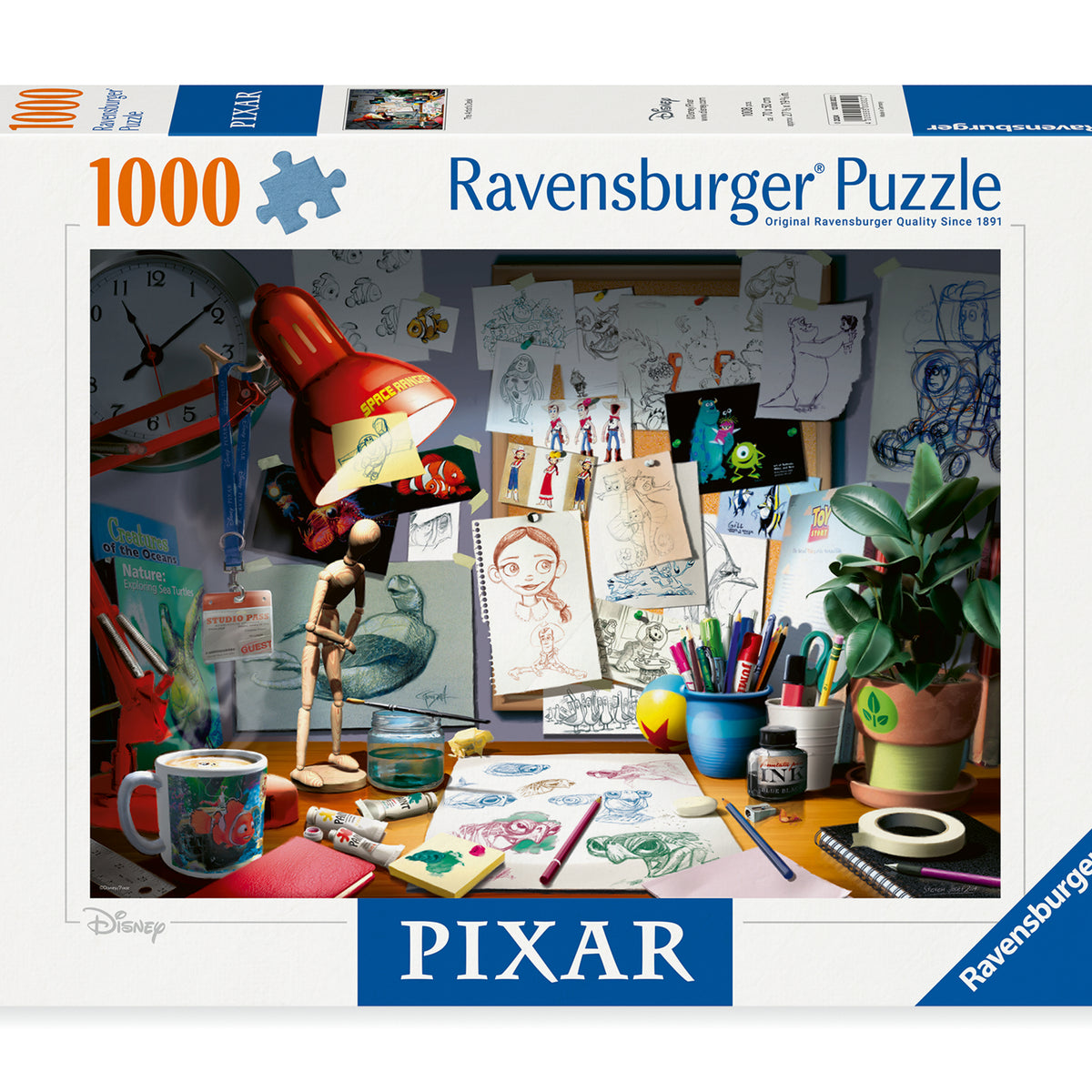 Ravensburger: Disney Pixar The Artist's Desk Puzzle - 1000 Piece – Book ...