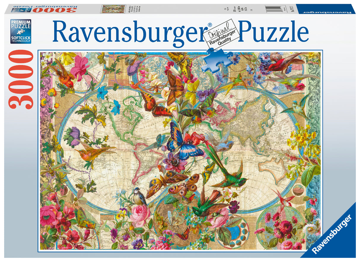 Ravensburger: Flora & Fauna World Map Puzzle - 3000 Piece