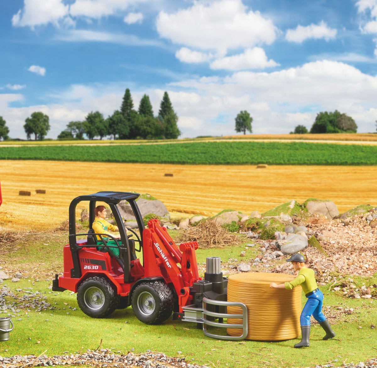 Bruder: Schaffer Compact Loader & Bale Gripper & Bale