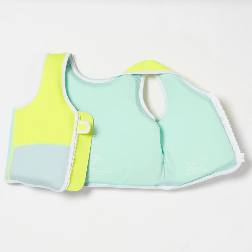 Sunnylife: Salty the Shark Swim Vest 3-6 Years - Aqua Neon Yellow