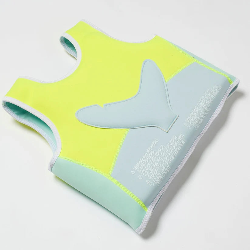 Sunnylife: Salty the Shark Swim Vest 3-6 Years - Aqua Neon Yellow