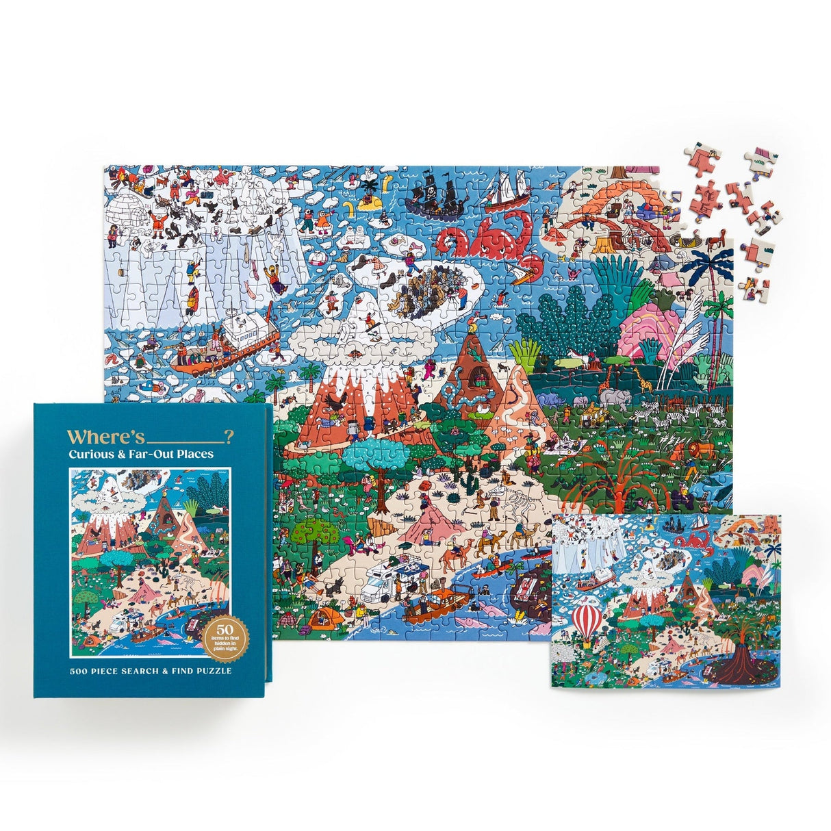 Galison Where's ________? Curious and Far Out Places - Search and Find Puzzle - 500 Piece